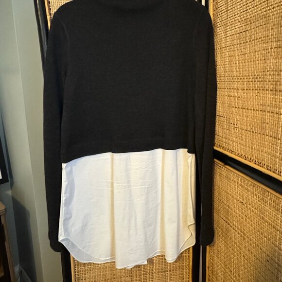 Theory twofer charcoal sweater with white button down | M - Picture 3 of 4